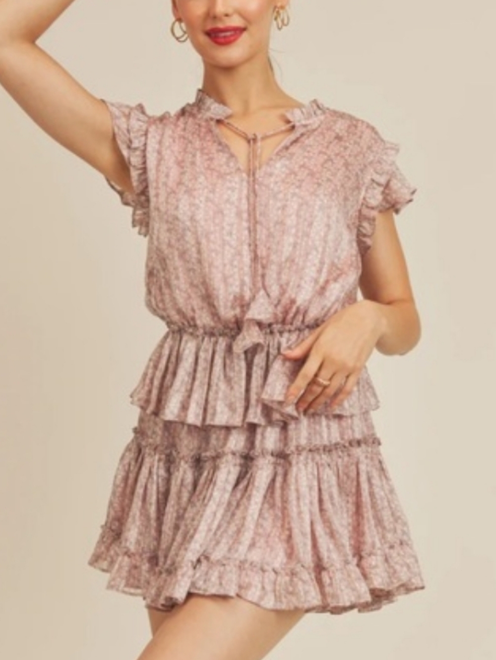 Reset By Jane Celeste Floral Ruffle Mini Dress